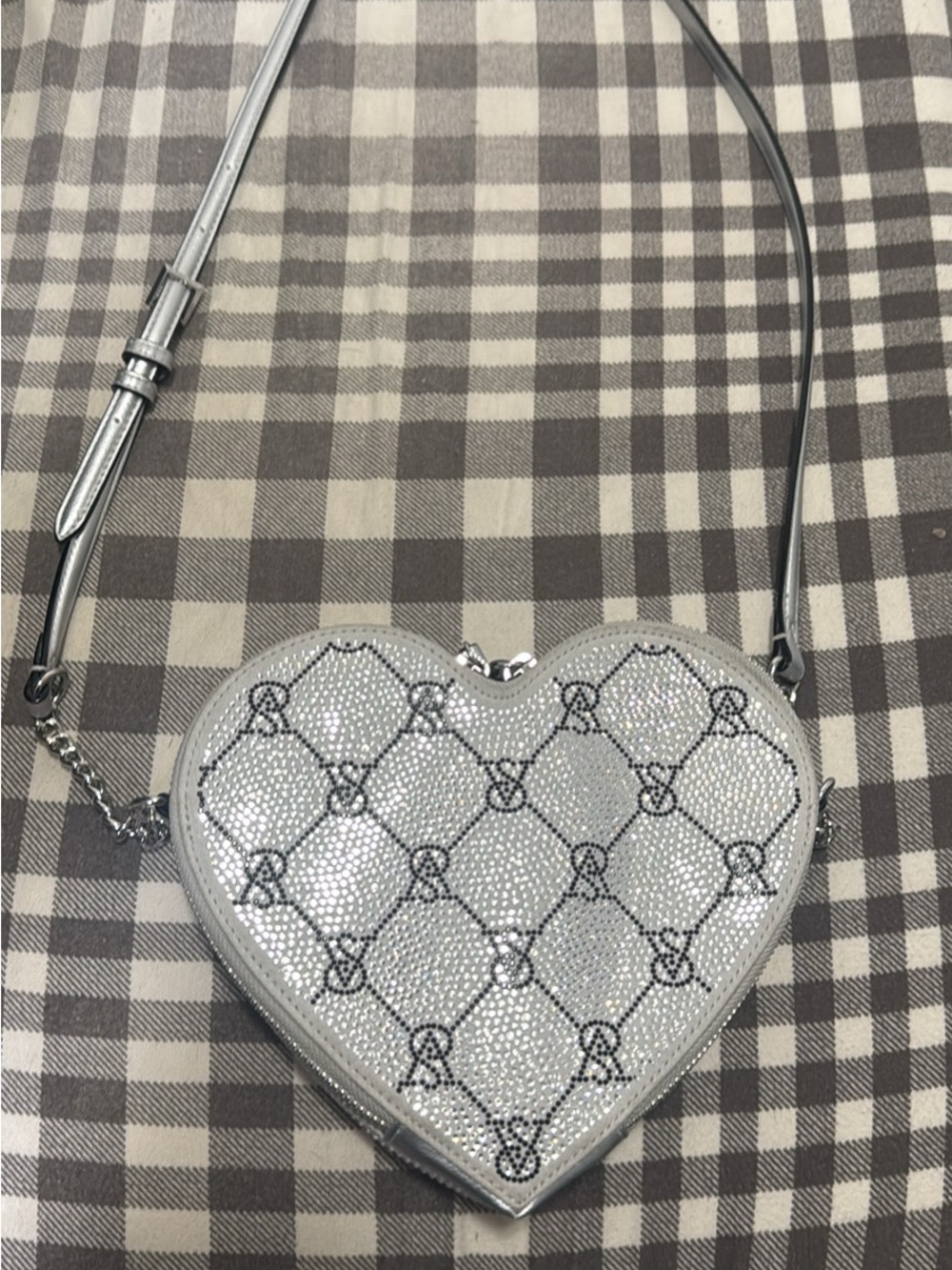 Victoria's Secret Silver Heart-Shaped Crossbody Bag